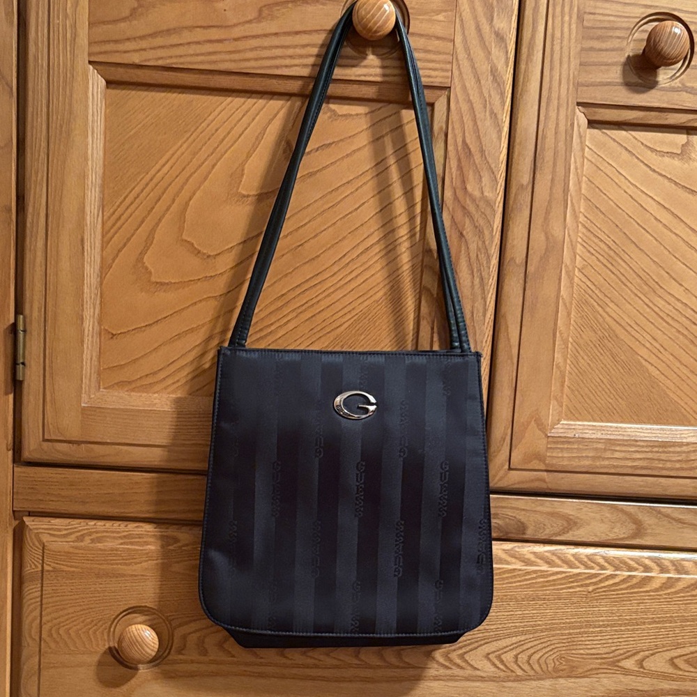 Guess Black Shoulder Bag with Silver Logo